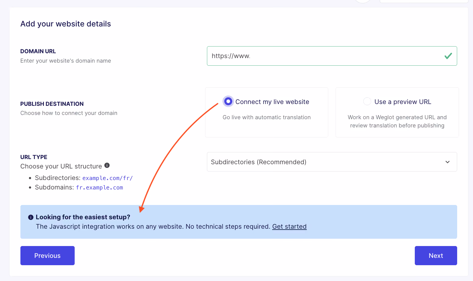 Install Weglot using Javascript