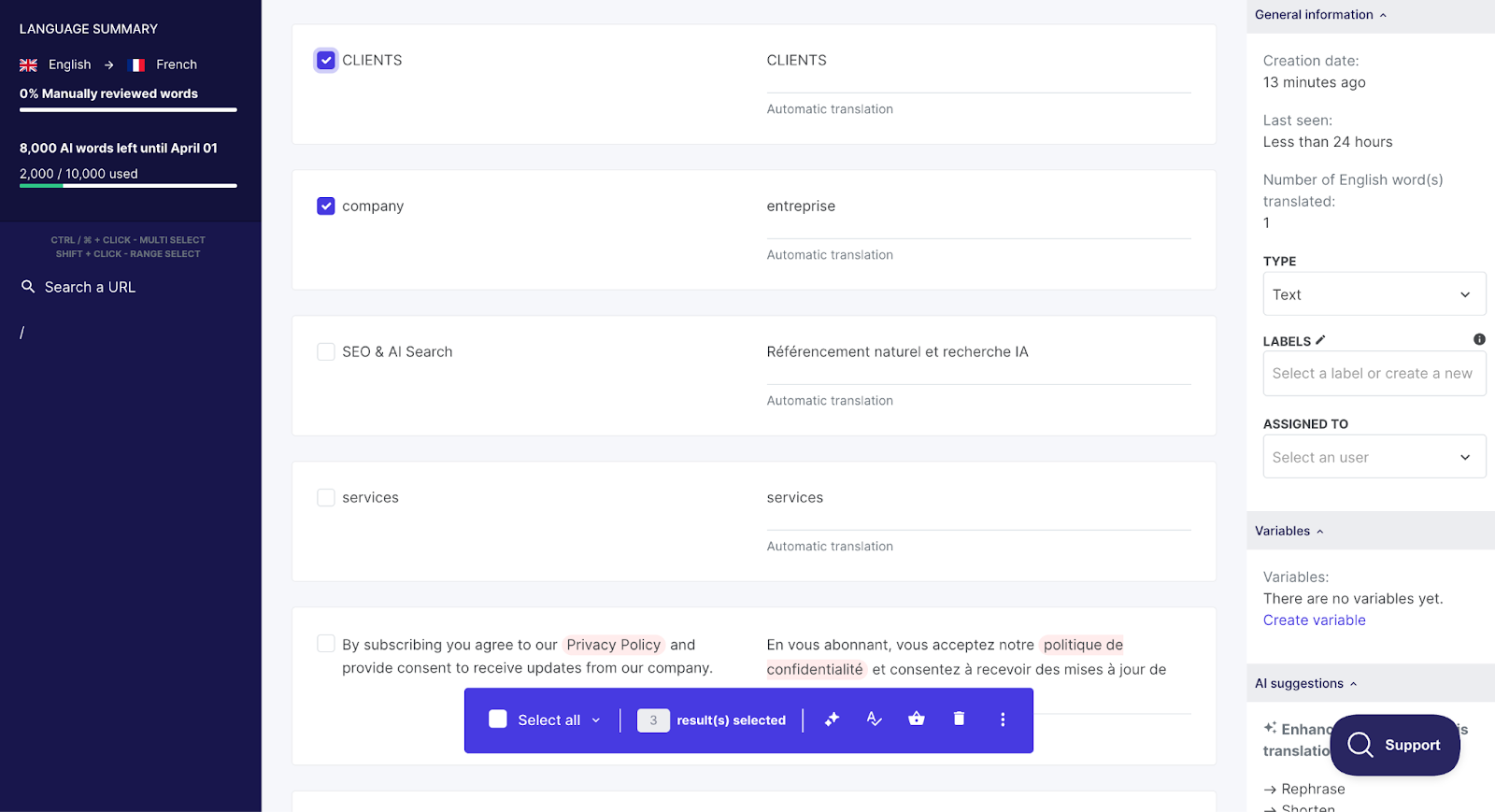 Lovable website translation Weglot review screen
