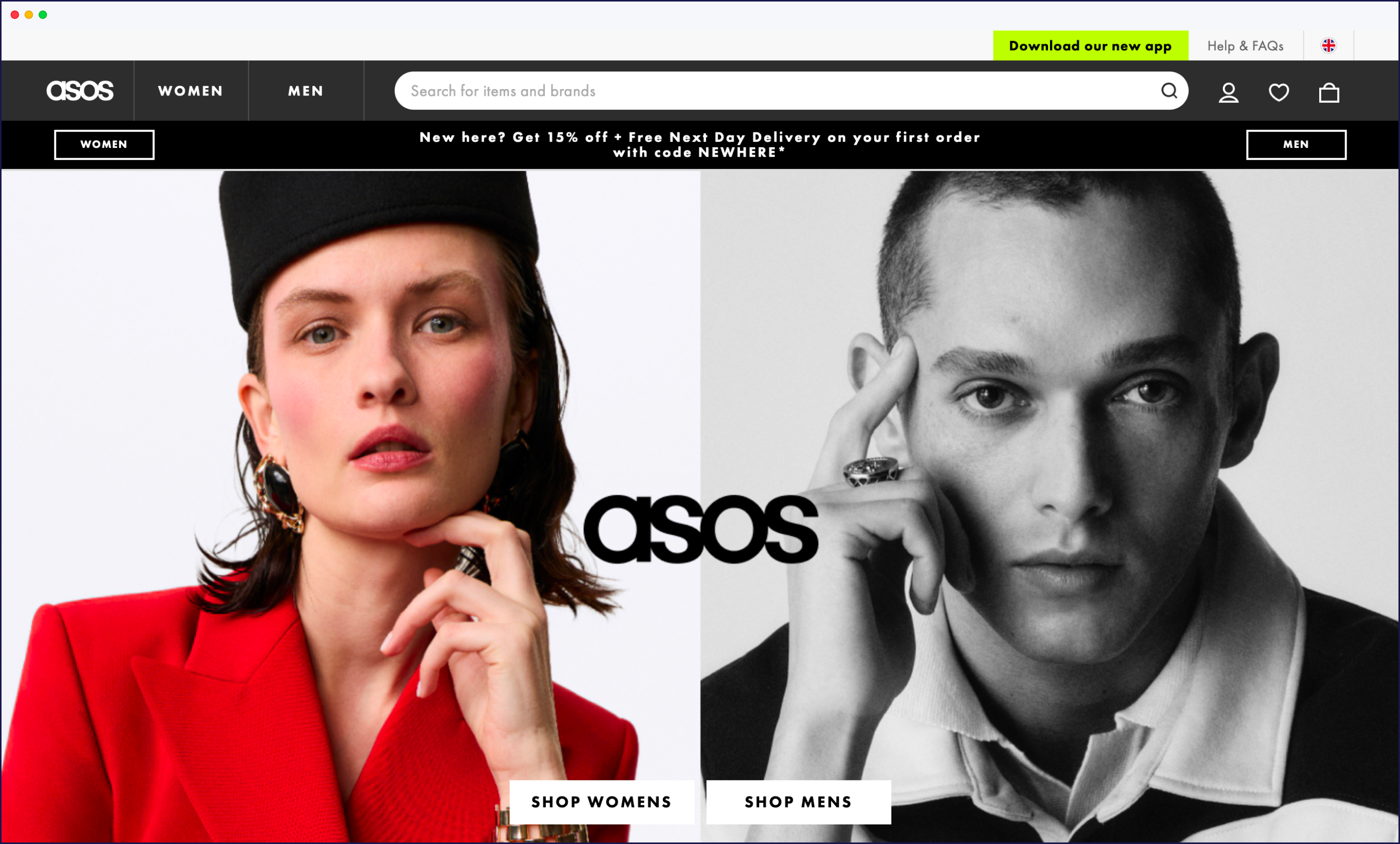 ASOS homepage