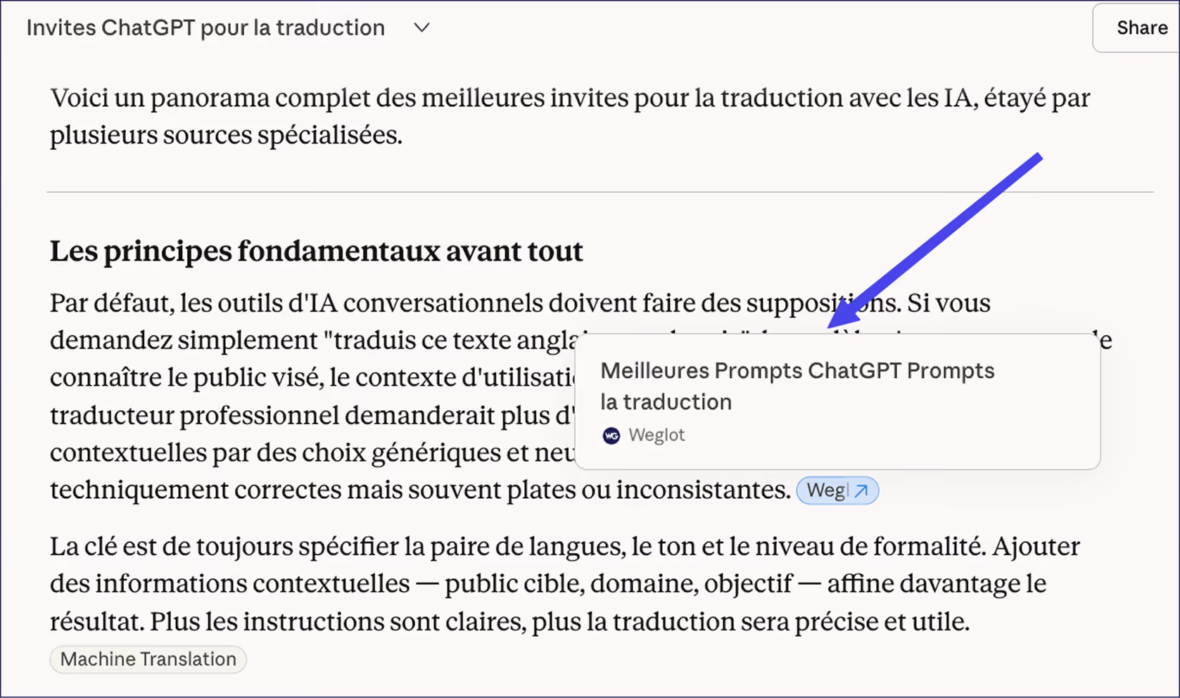 Weglot getting cited on Claude thanks to multilingual content