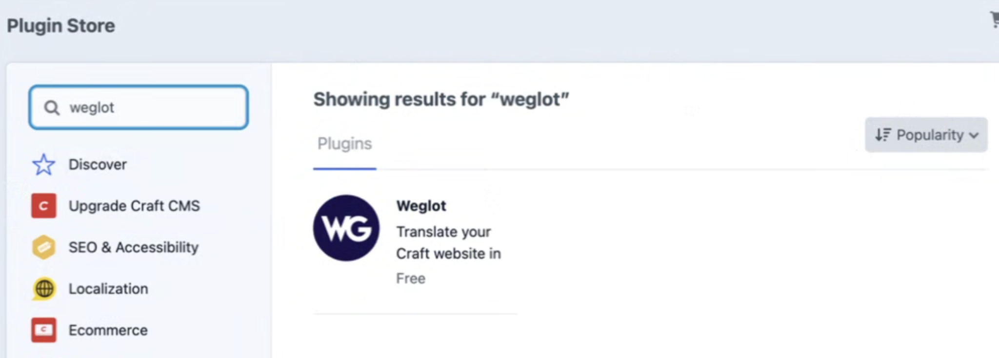 Weglot in Craft plugin store