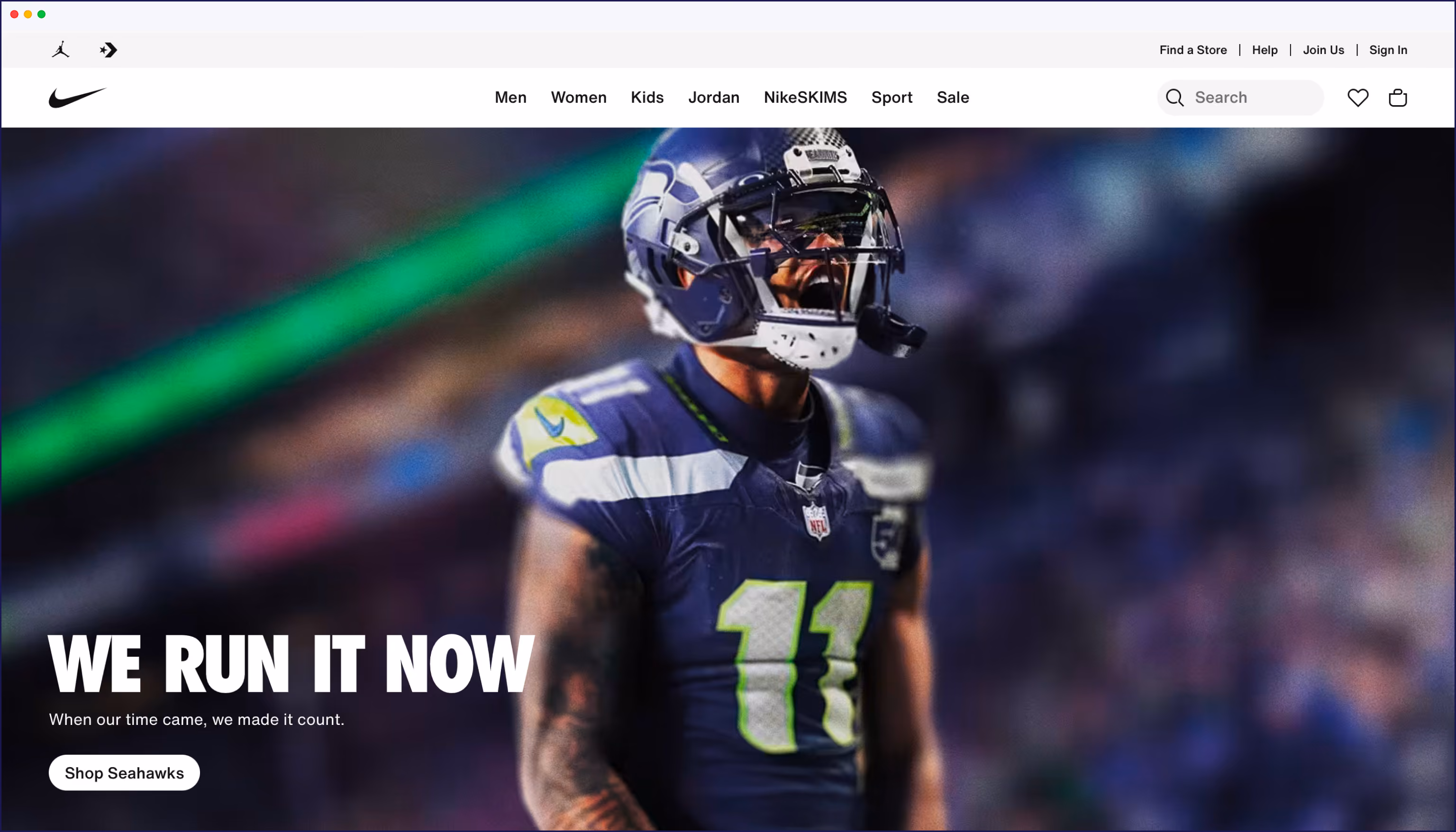 Nike’s English site  