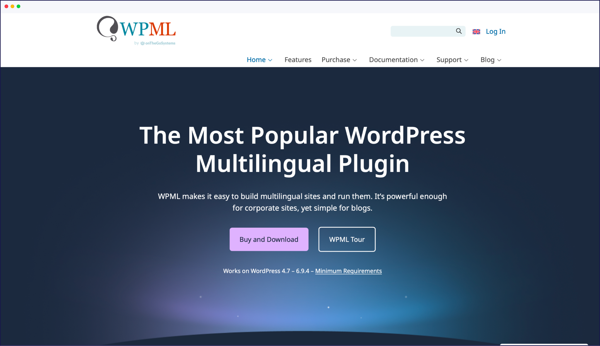 The WPML home page.