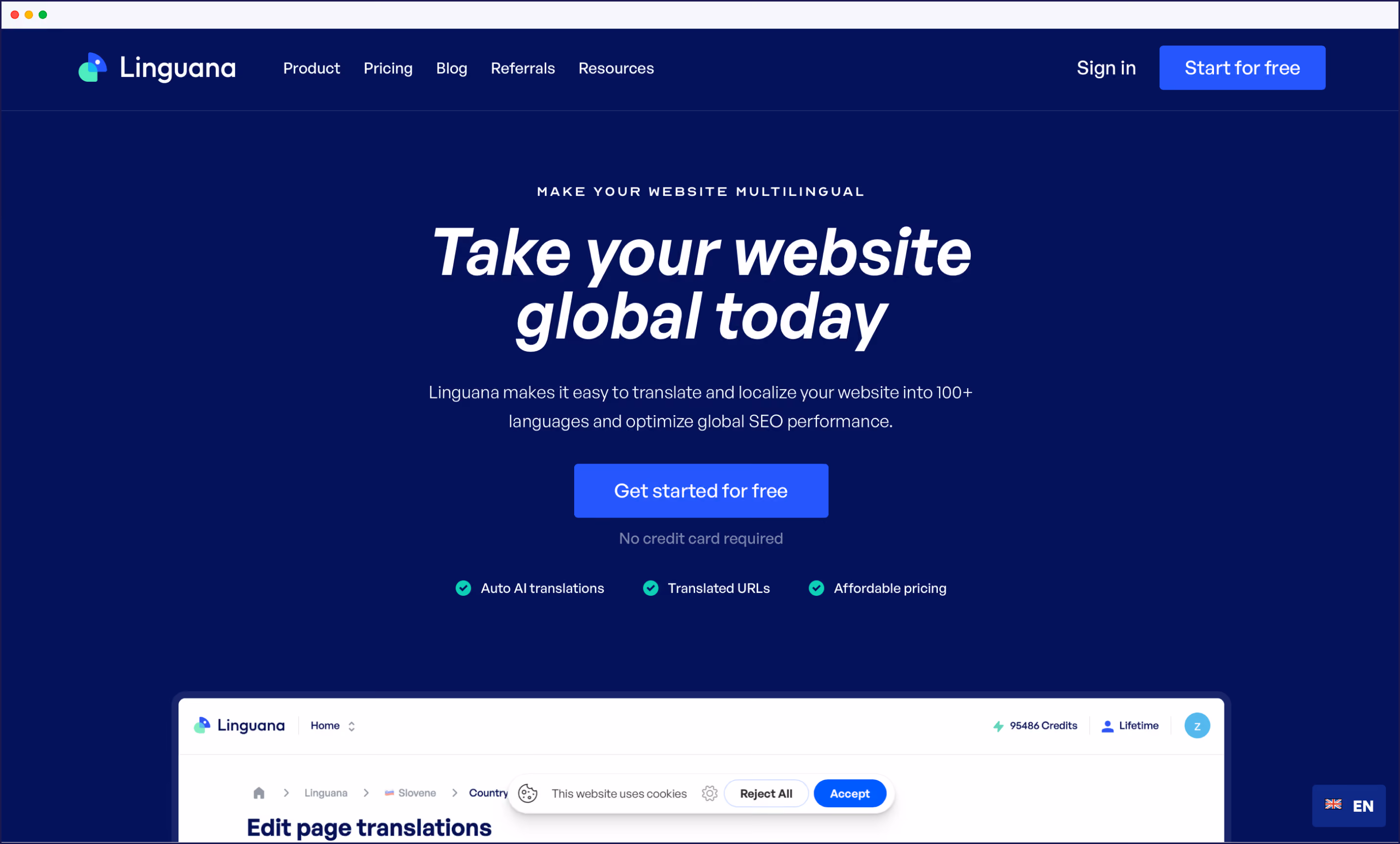 Linguana homepage