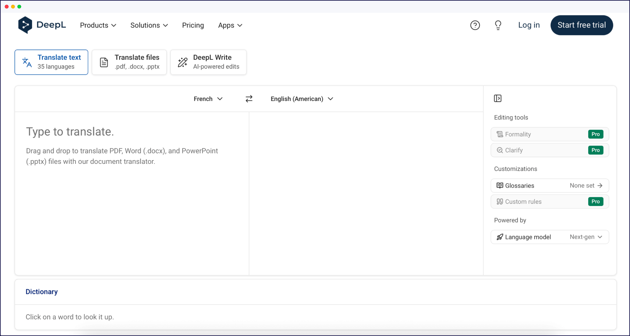 DeepL homepage