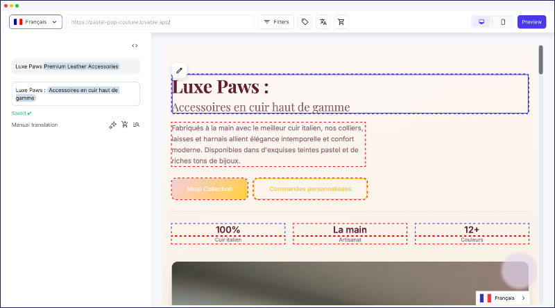 Weglot's Visual Editor