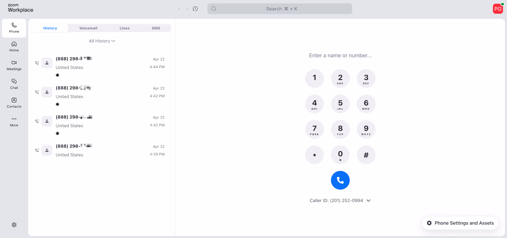 Zoom Phone interface is very similar to Zoom Meetings.