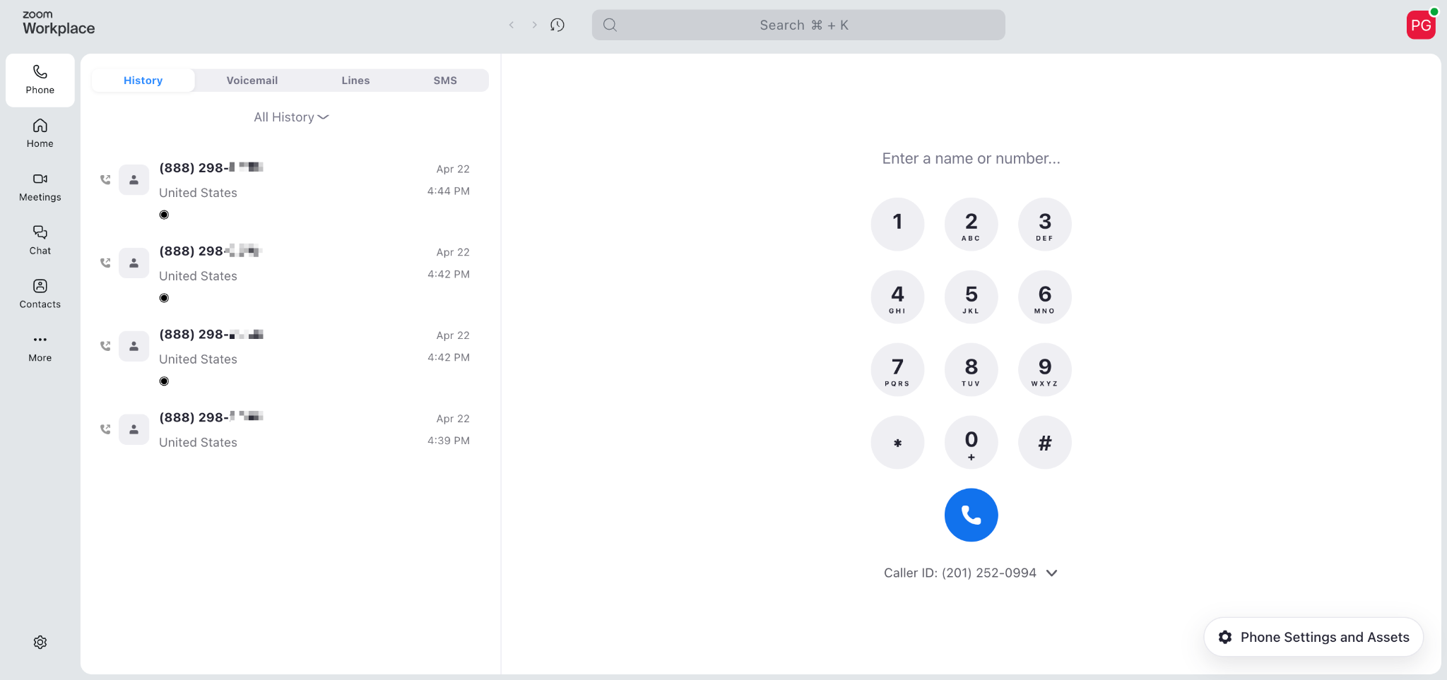 L'interface de Zoom Phone est très similaire à celle de Zoom Meetings.