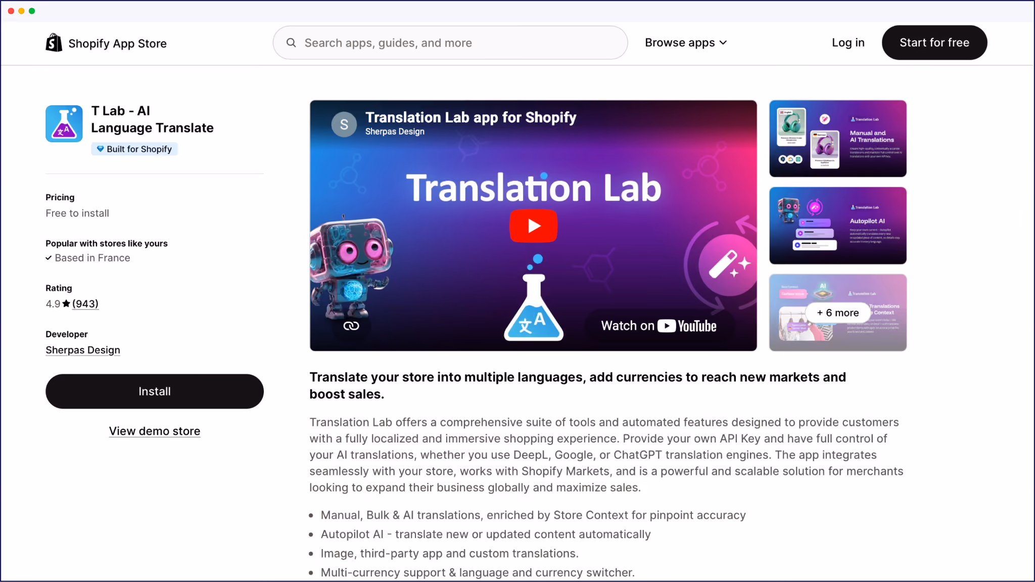 T Lab في متجر تطبيقات Shopify