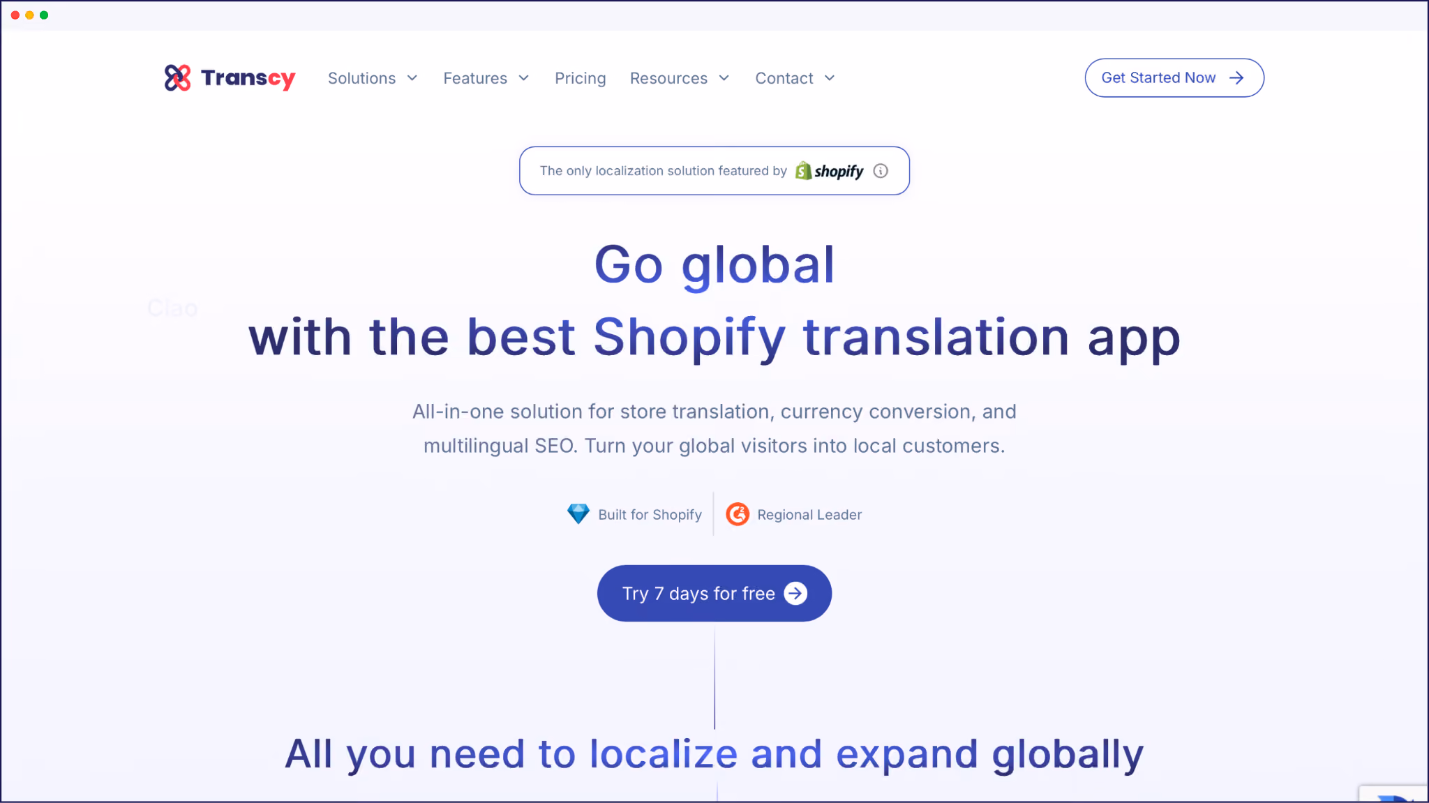 تطبيق Transcy لترجمة Shopify