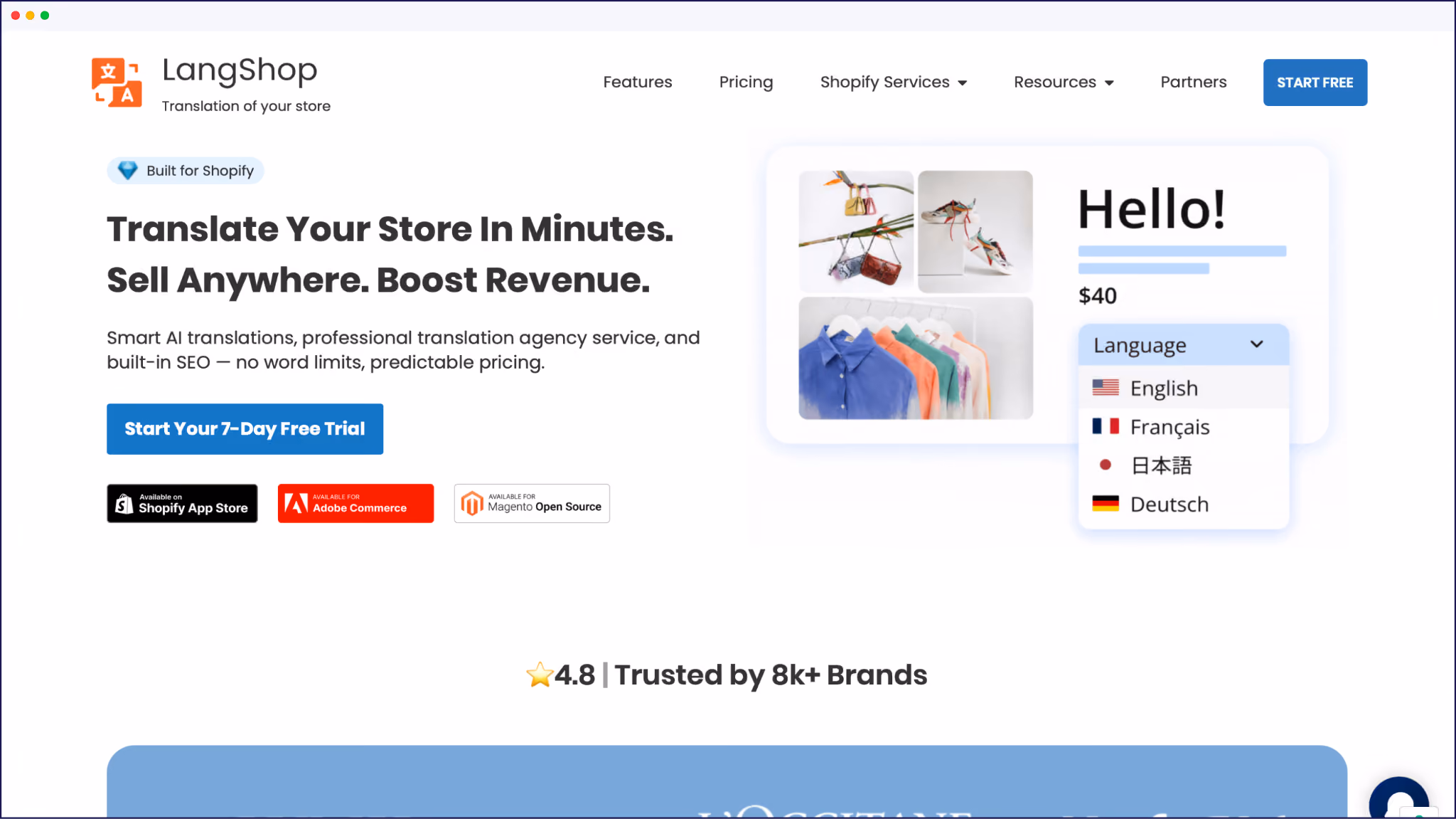 تطبيق LangShop للترجمة على Shopify