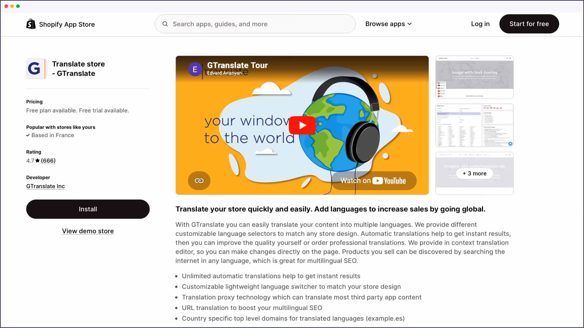 تطبيق GTranslate على Shopify