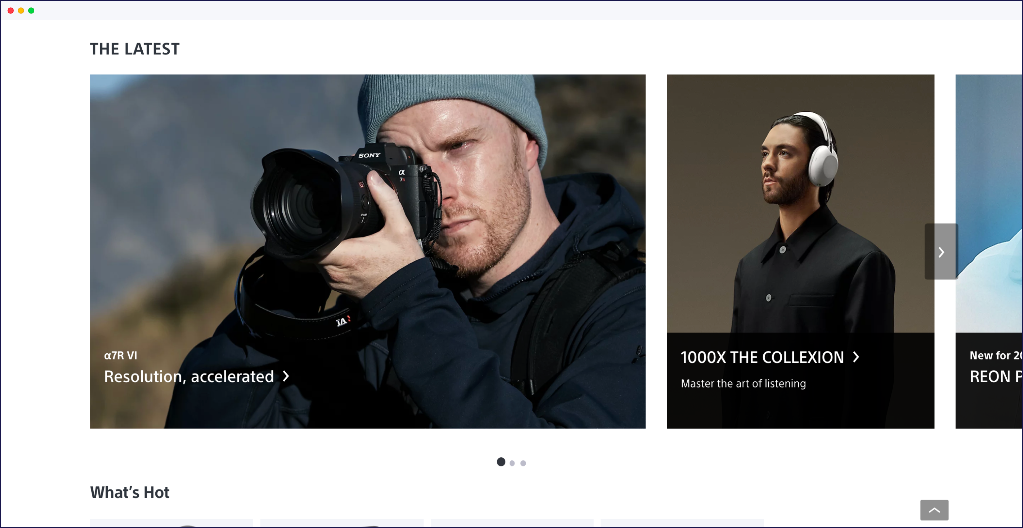 Sony English webpage layout example