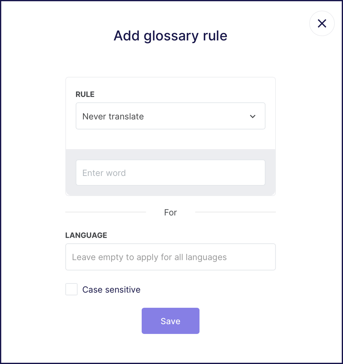 Weglot add glossary rule