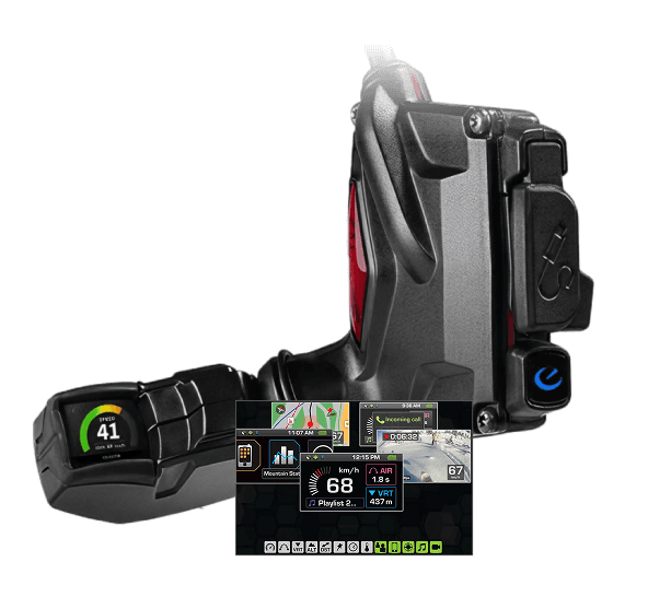 Інтелектуальна проекційна система RECON із вбудованим дисплеєм, що показує швидкість, навігацію та дані з датчиків, інтегрована зі шоломом Ronin.