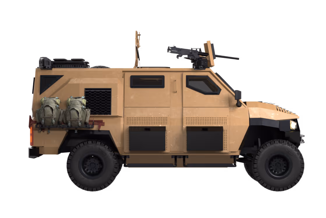 Повністю закрита модифікація ARTAN V1.5 з броньованою задньою частиною, закритими дверима та поворотною туреллю для крупнокаліберного озброєння.