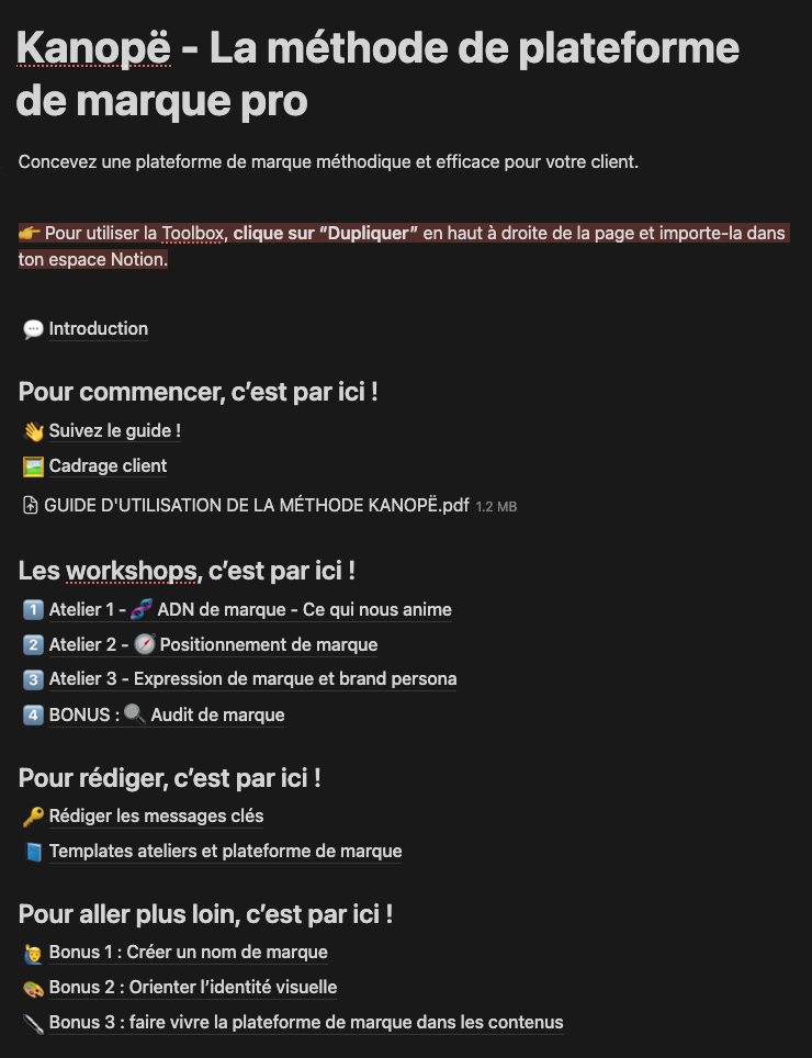 template plateforme de marque