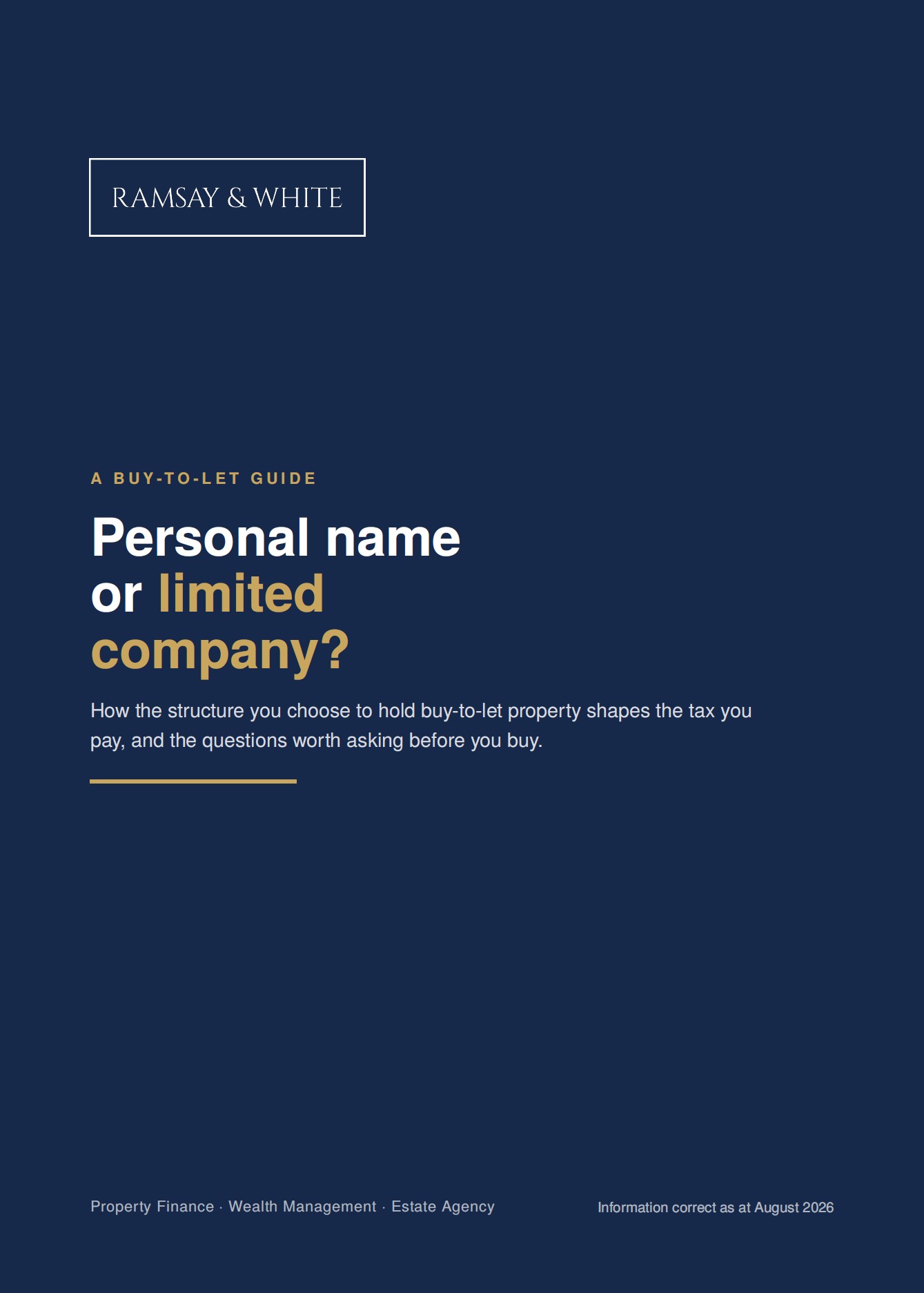 Personal Name or Limited Company? A buy-to-let guide by Ramsay & White Property Finance
