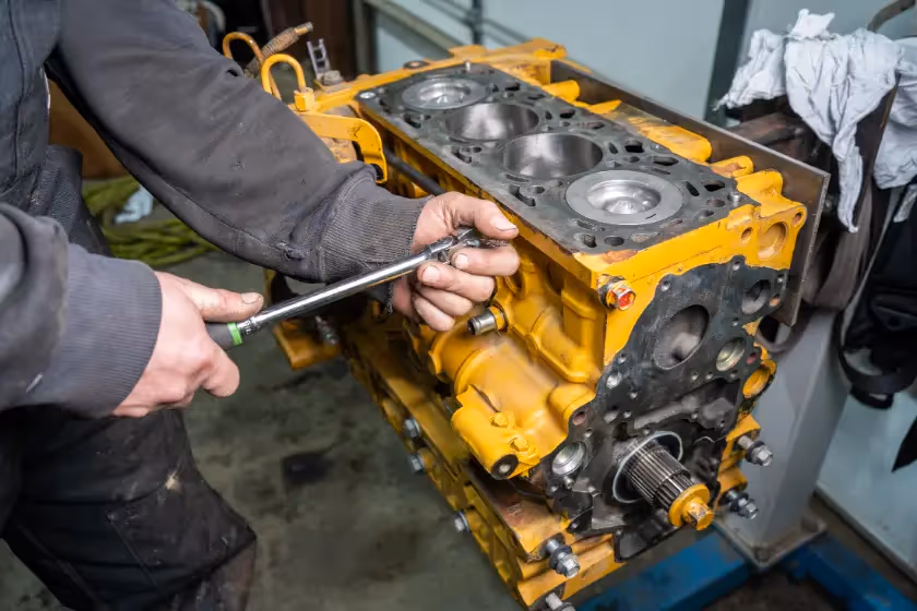 Mechanic performing truck engine repair in Circleville, OH
