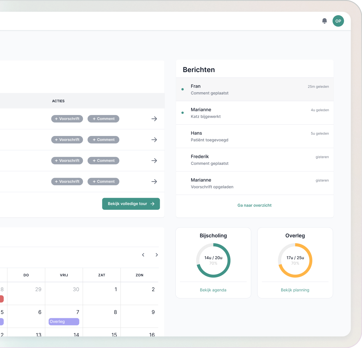 Screenshot van het platform