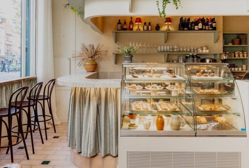 A clean, inviting modern bar and bakery counter, representing the successful media relations outcome for a restaurant client, secured through Kith&Kind’s strategy of proactive news generation and guaranteed coverage in food and lifestyle press.