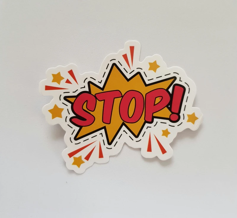 Comic-style Stop sign graphic illustrating immediate-response crisis and issues management