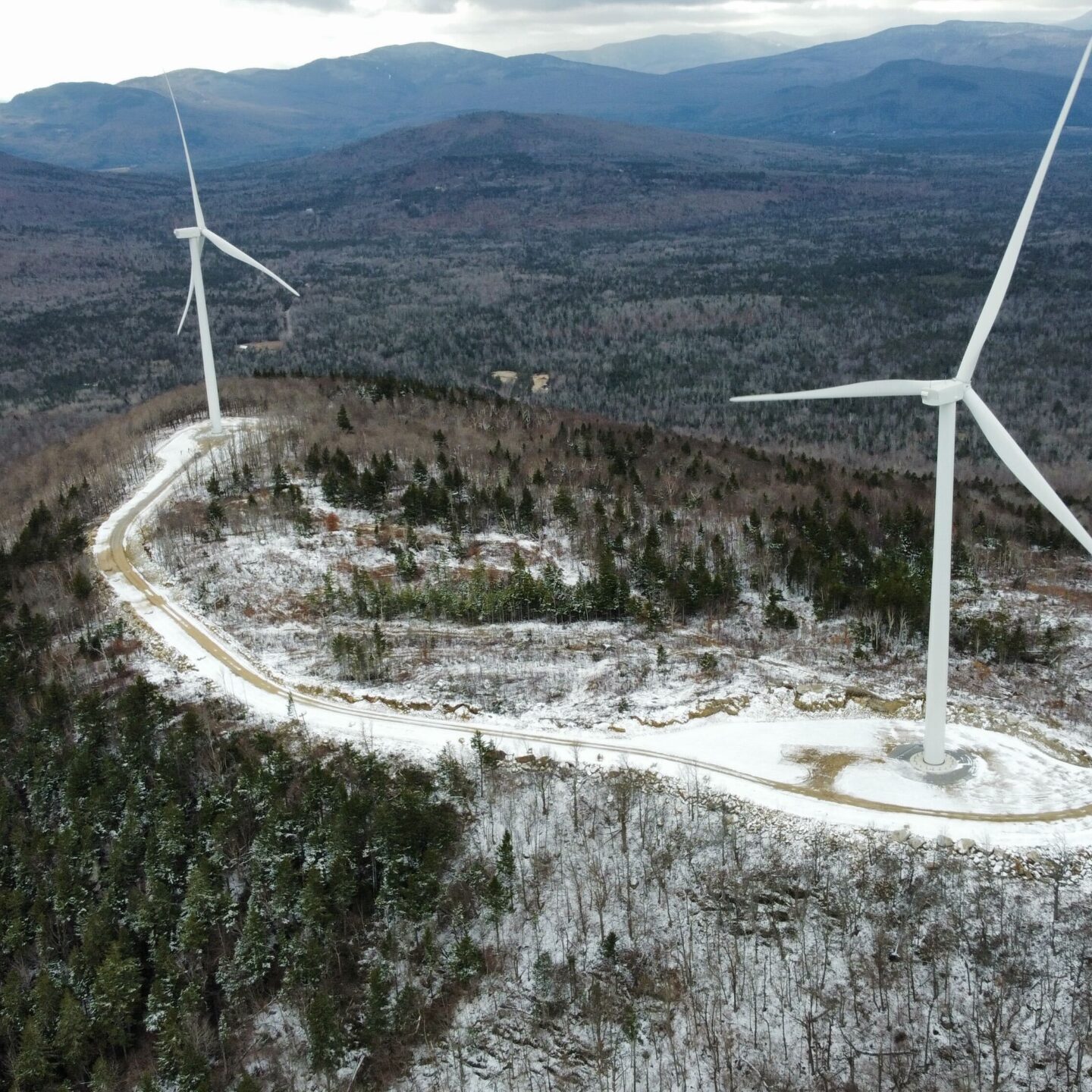 Wind turbines on a mountain ridge