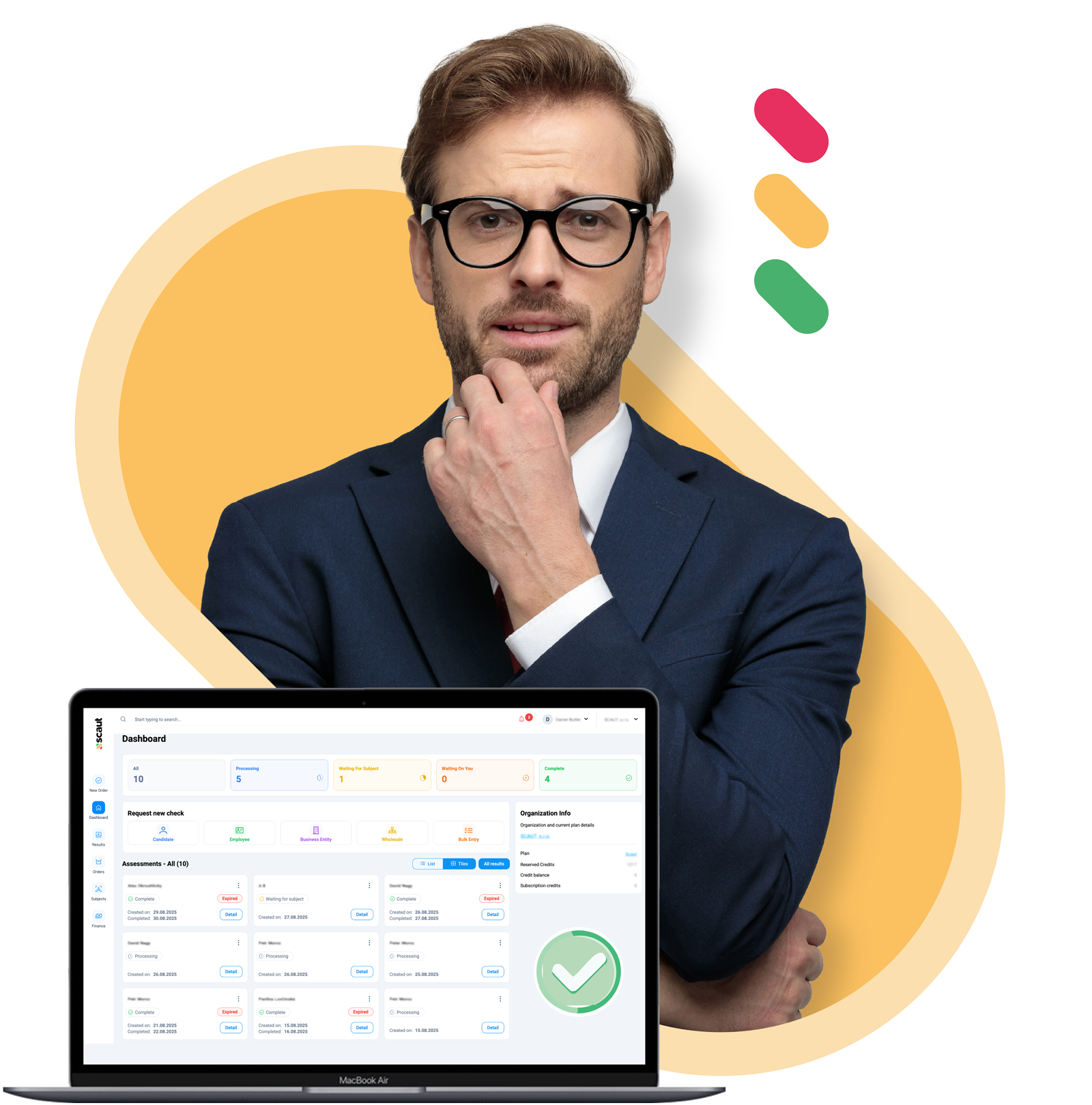 Mocup showing the scaut.com - an automated background check solution