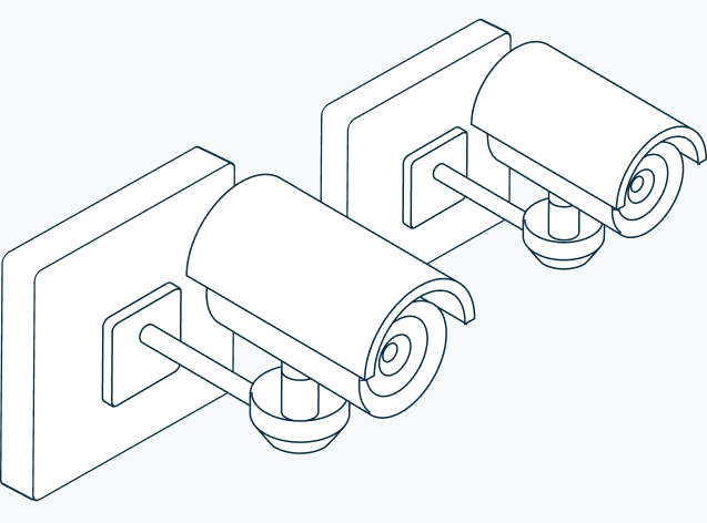 Isometric illustration of two CCTV cameras