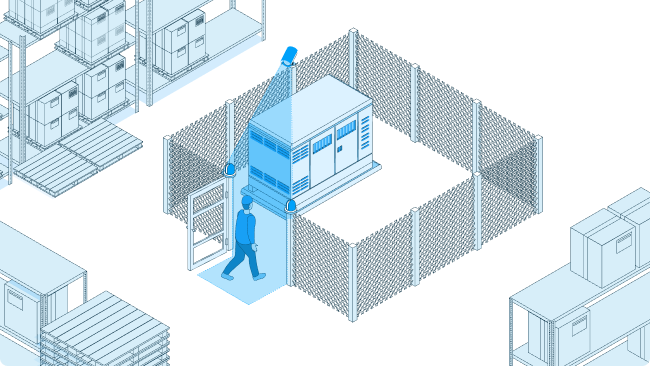 Person detected in a restricted zone, with the machine stopped