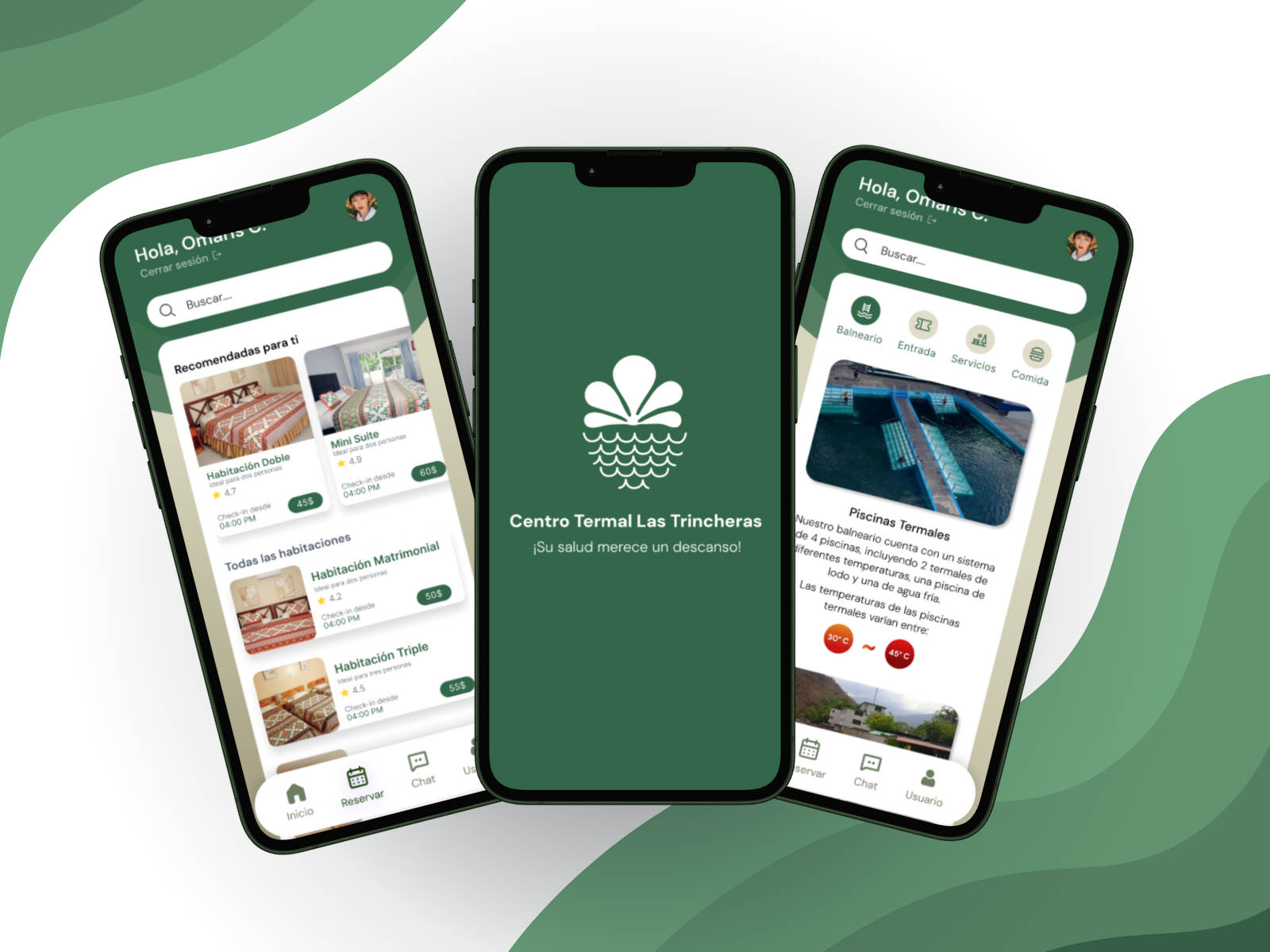 Three mobile devices showing a design