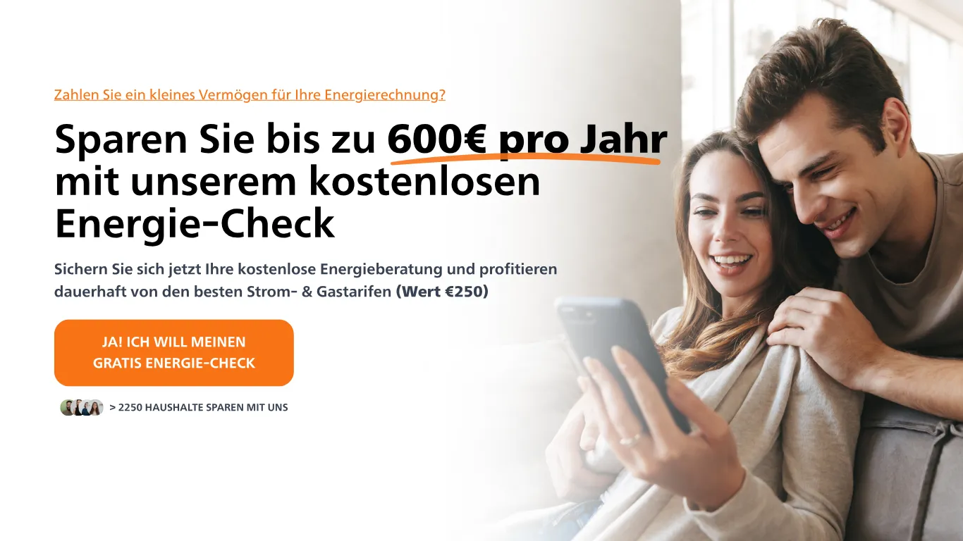 Ein Beispiel einer Hero Section eines Energiemaklers