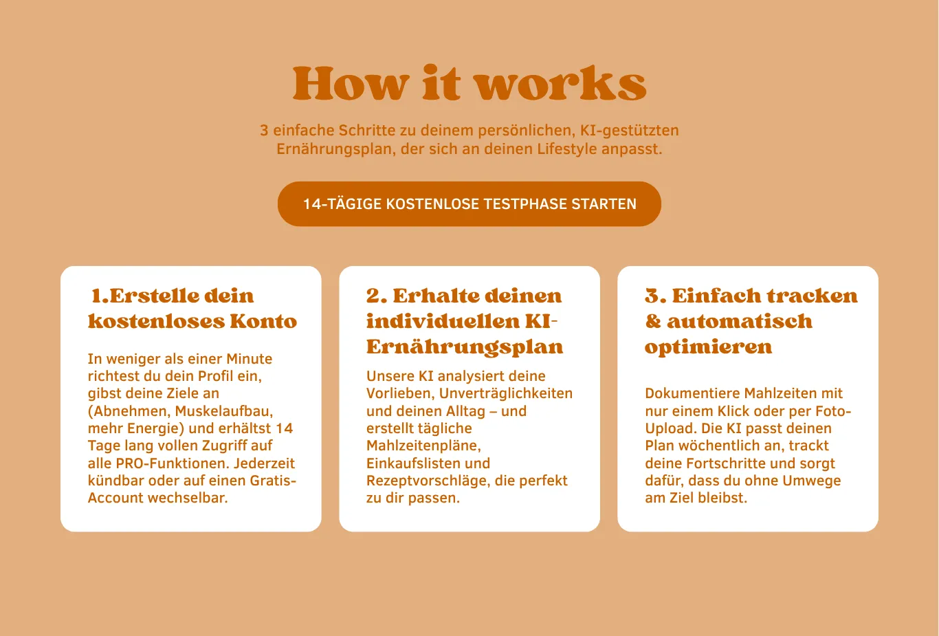 Ein Beispiel einer how it works section einer KI APP