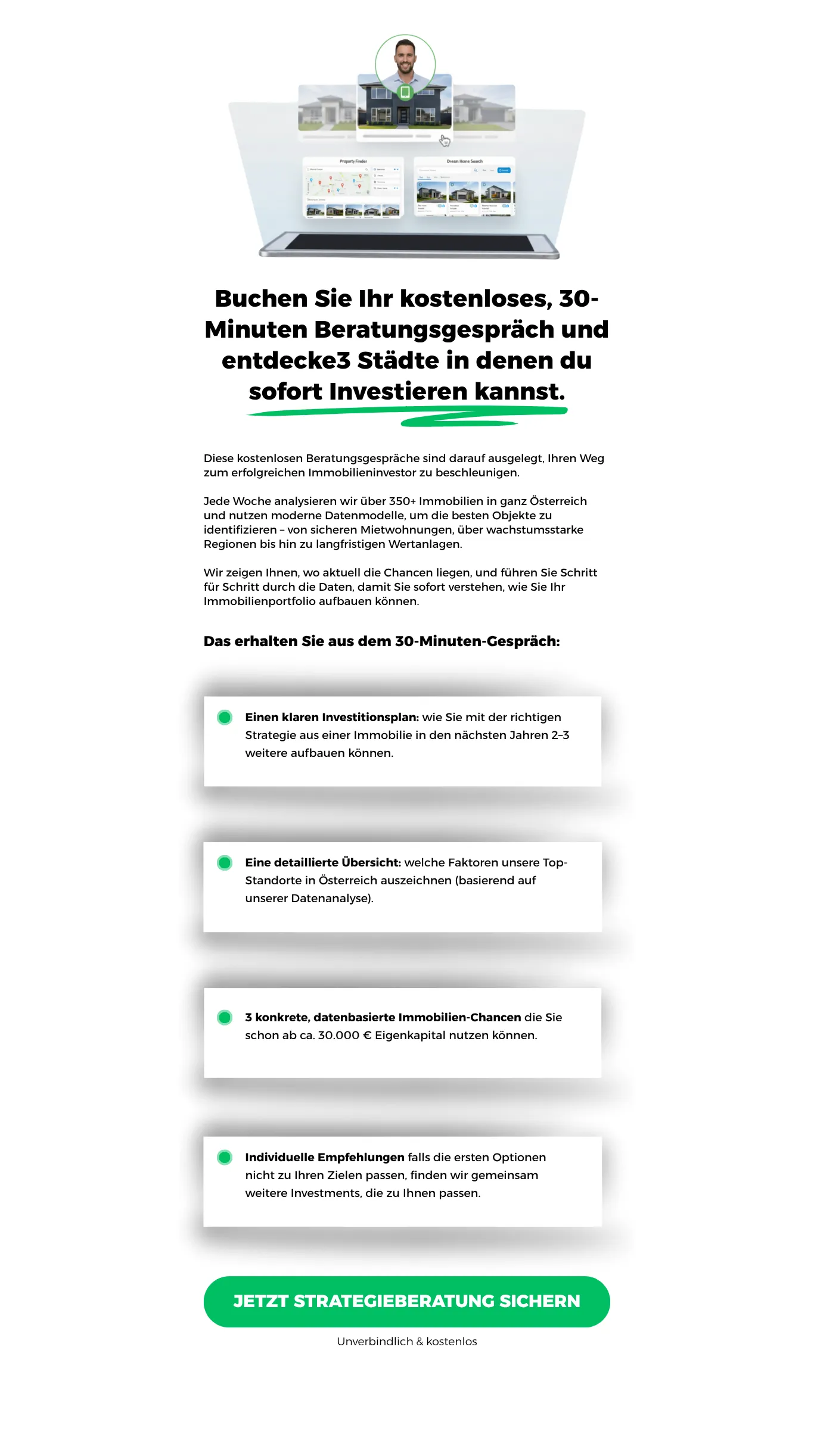 Ein Beispiel einer Zusammenfassung section eines Immobilienberaters