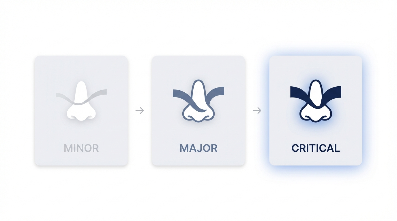 Minor, Major, Critical severity framework cards