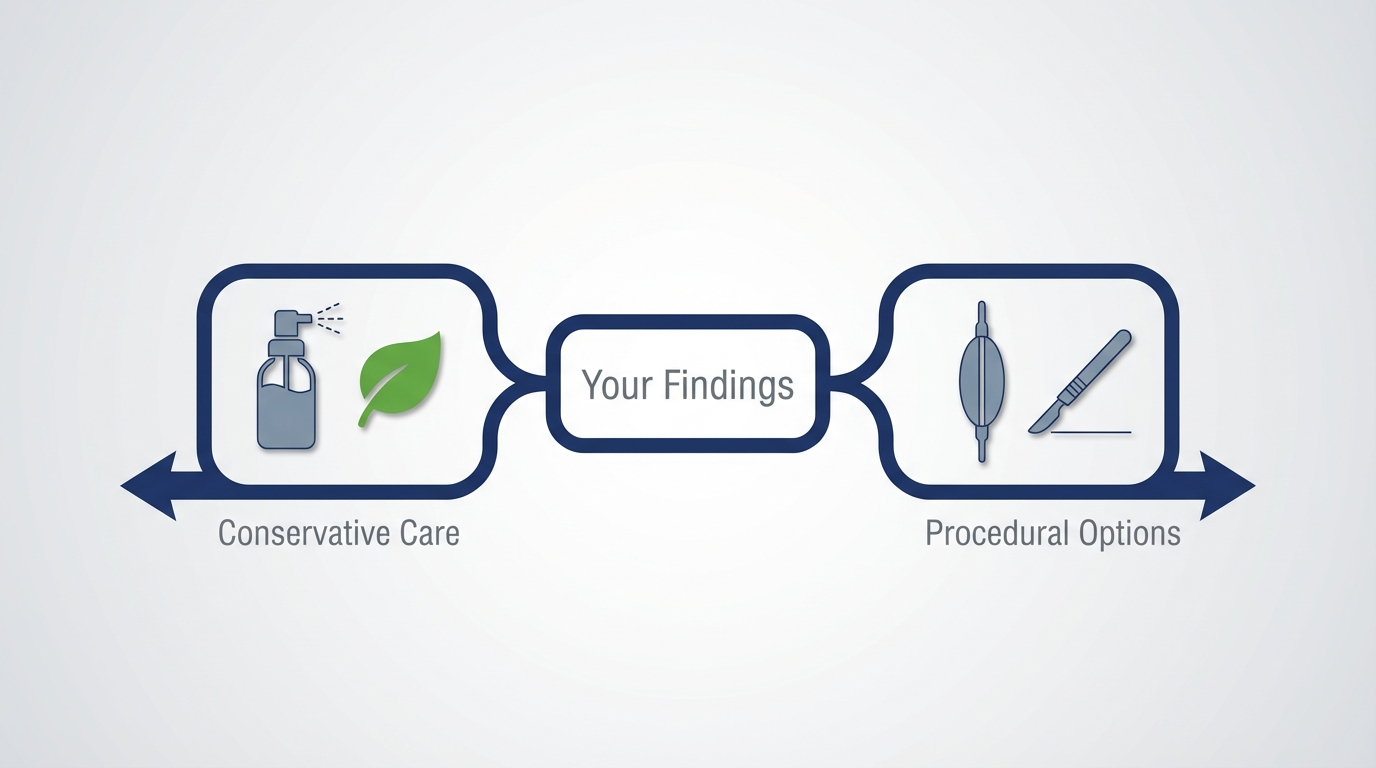 Treatment pathway from conservative care to procedures
