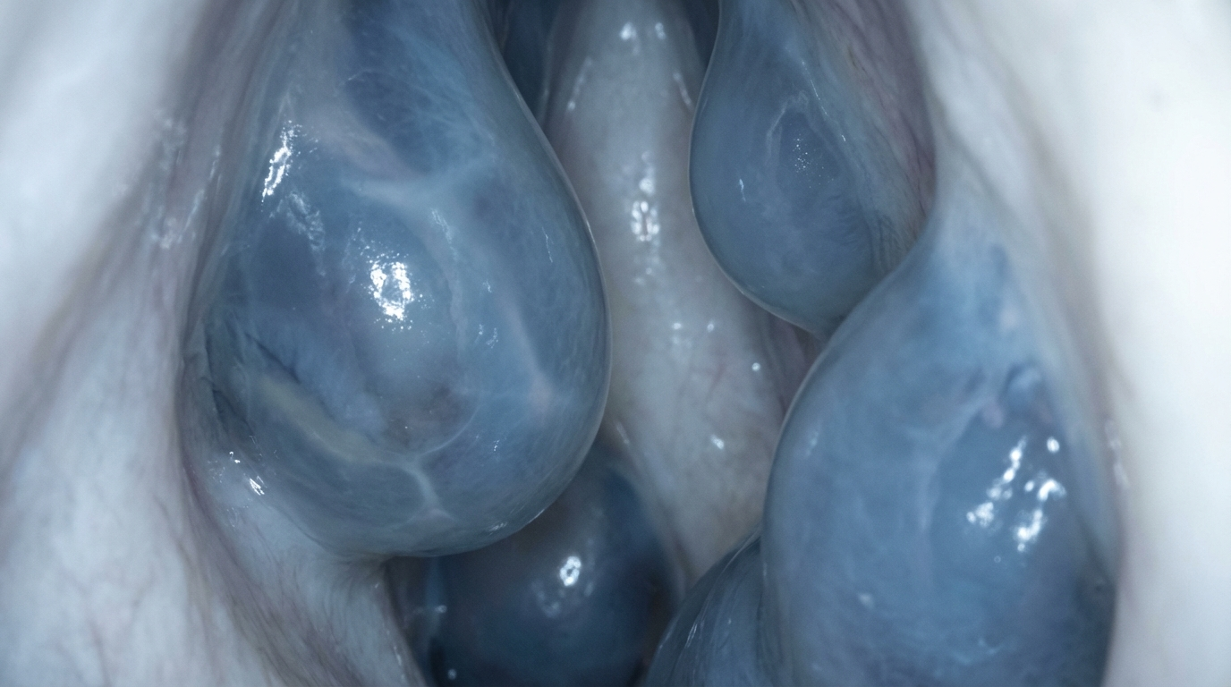 Nasal polyps close-up on nasal lining