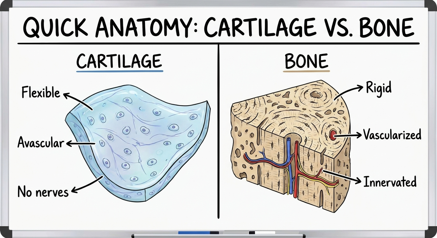 Quick anatomy—cartilage vs bone
