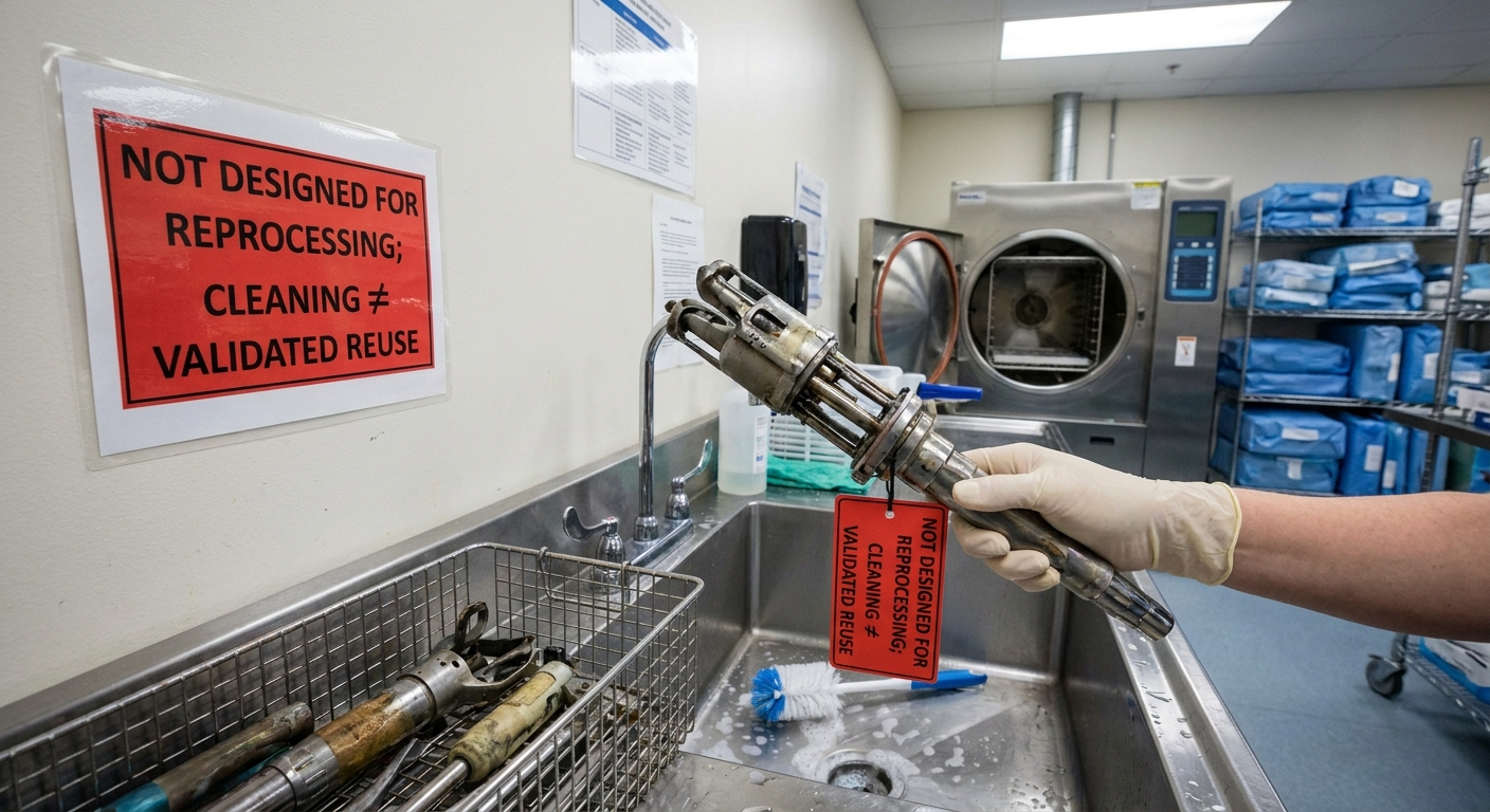 Not designed for reprocessing; cleaning is not validated reuse