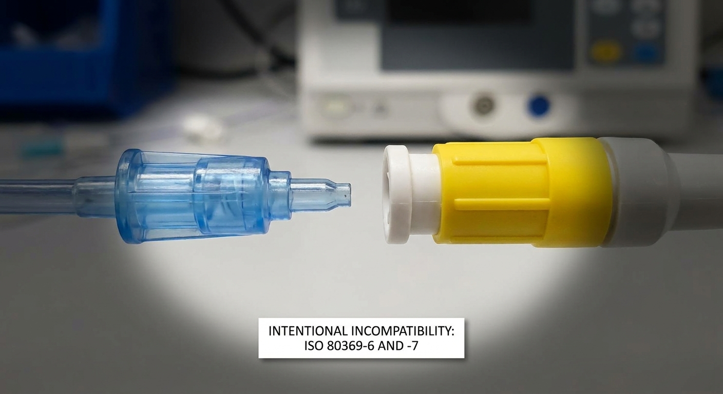 NRFit versus standard Luer showing intentional incompatibility between ISO 80369-6 and -7