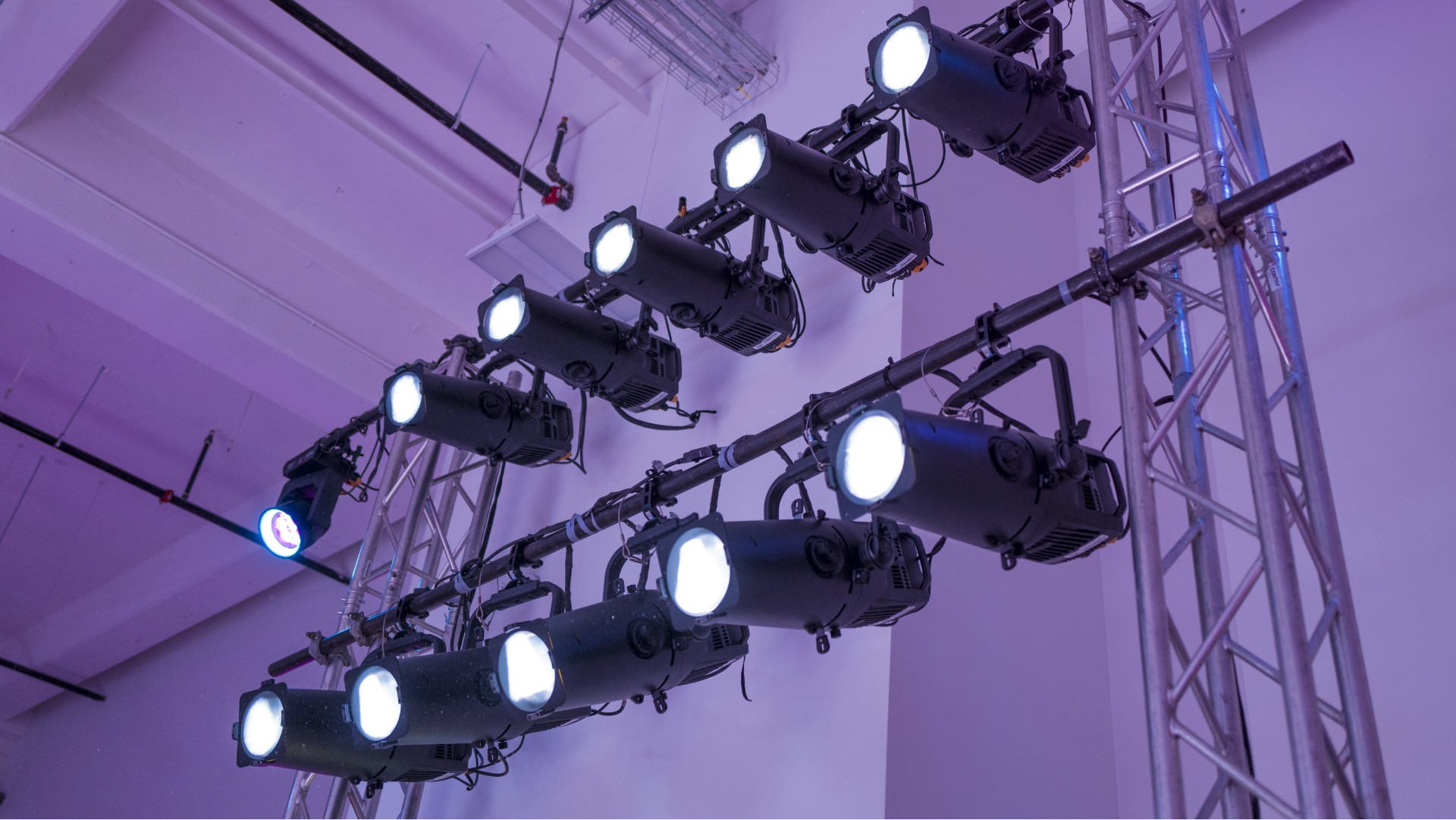 Elation KL-Profile LED fixtures rigged on truss for professional runway lighting at a Montreal fashion show by Contak AV