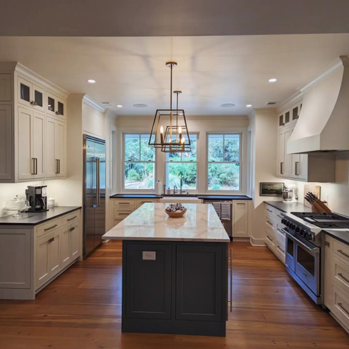 Inset maple kitchen with contrasting island