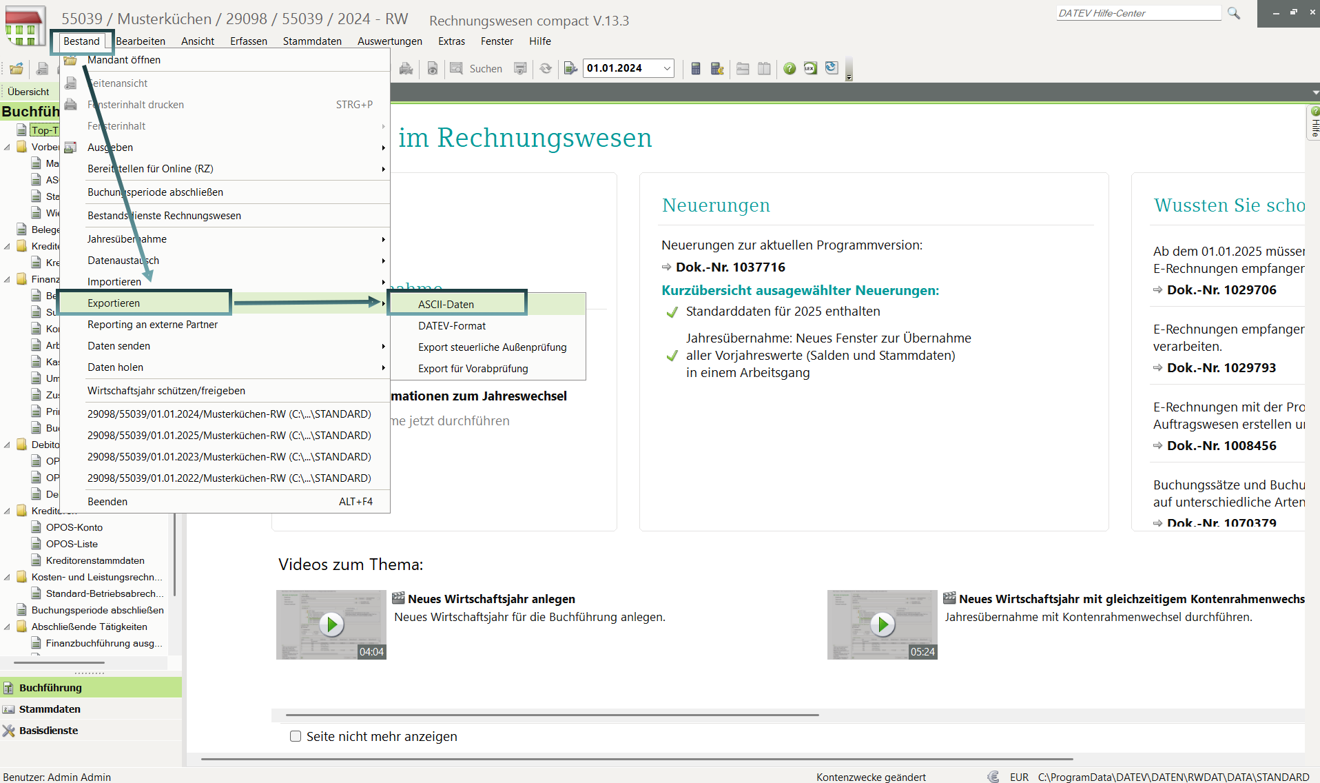 DATEV Interface, SuSa Datei export