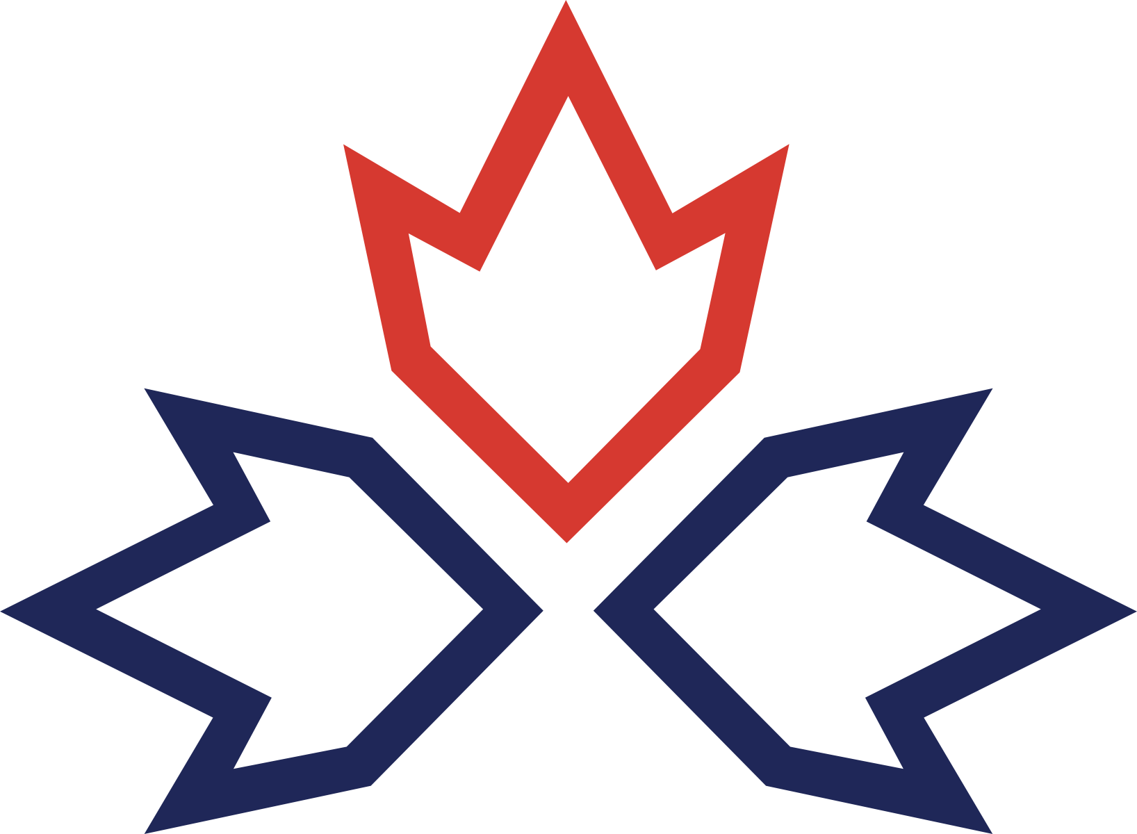 Parkfield Collective's Maple Leaf Logo in Red on top and blue bottom parts.