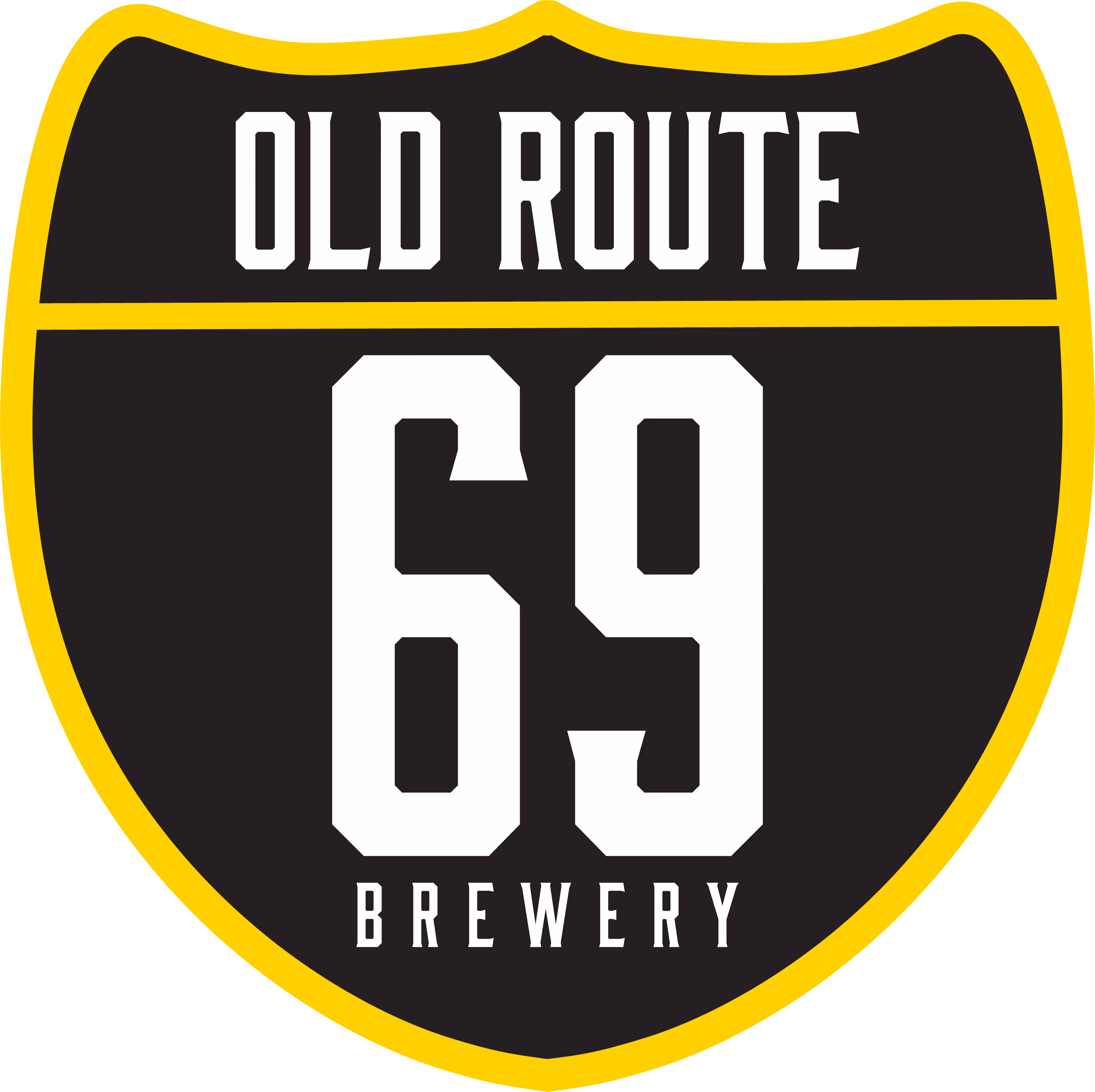 Old Route 69 Brewery logo featuring a stylized highway shield design, representing the brewery’s brand identity rooted in craft beer, travel, and Americana.