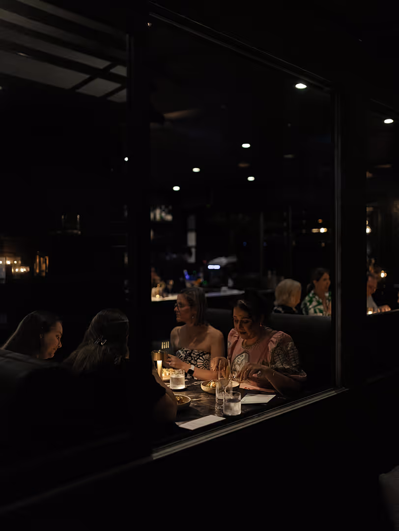 View into indoor dining.