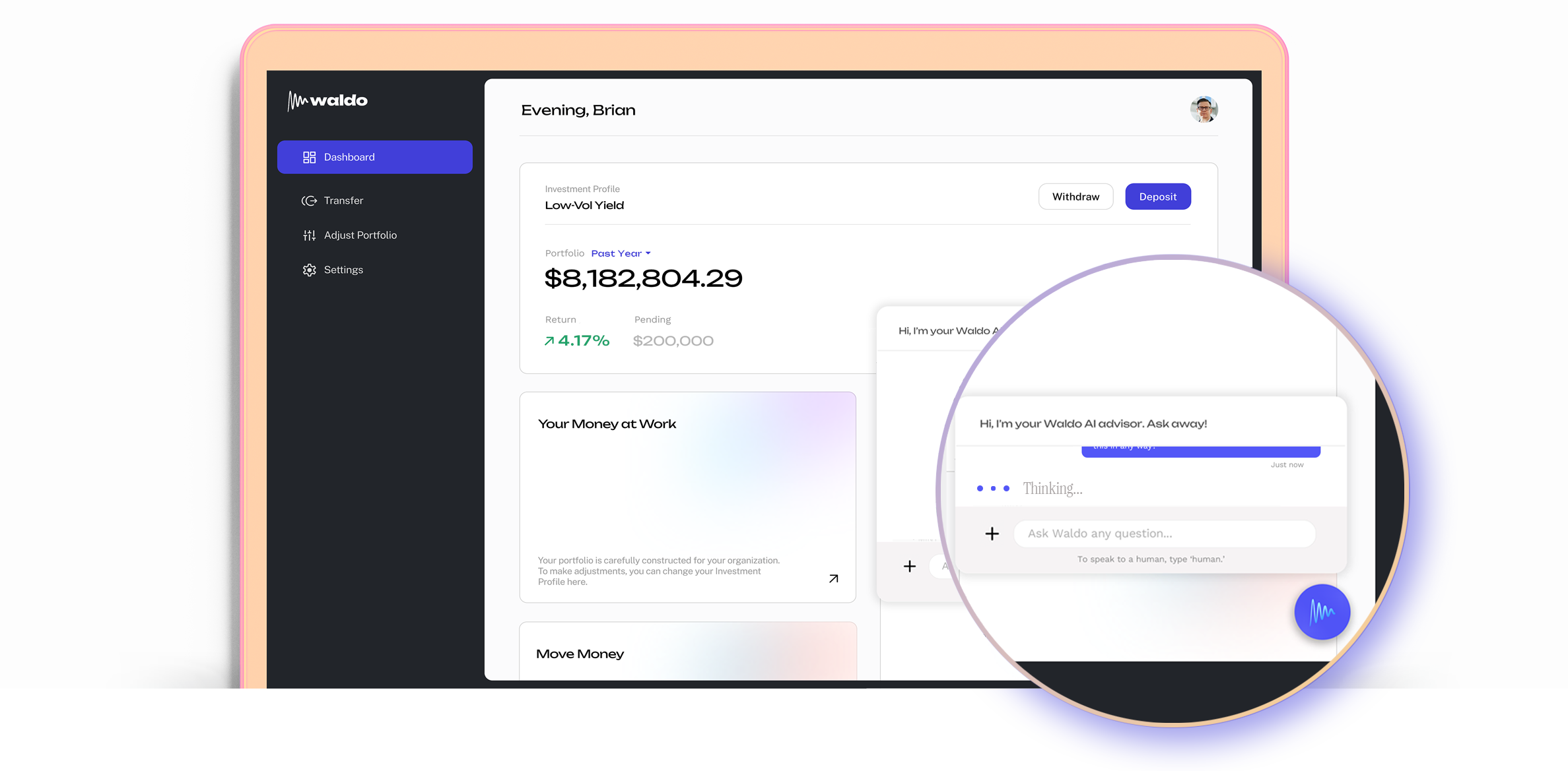 A screenshot of the dashboard in which you select your investment strategy.