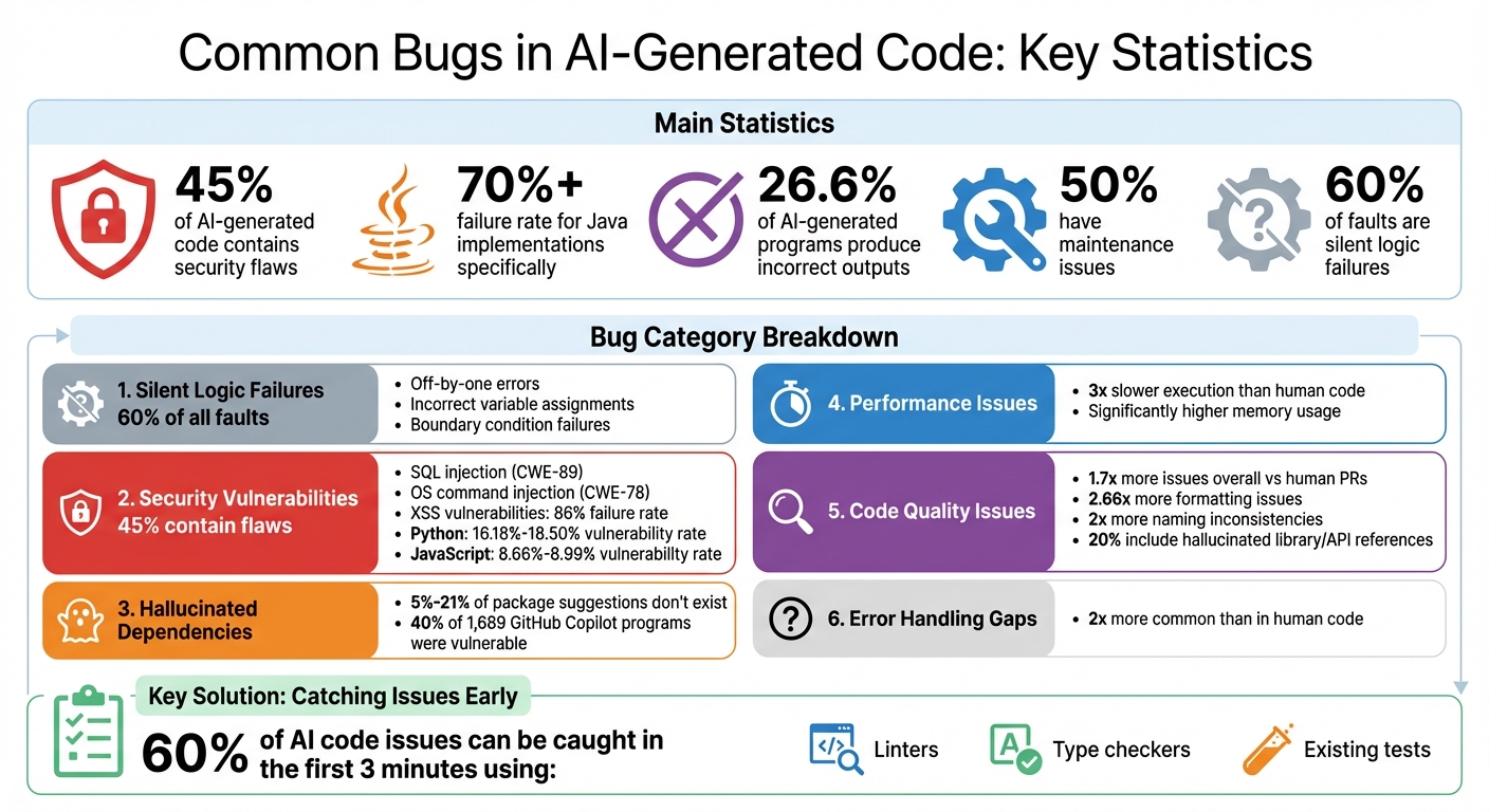 AI-Generated Code Bug Statistics and Common Failure Patterns
