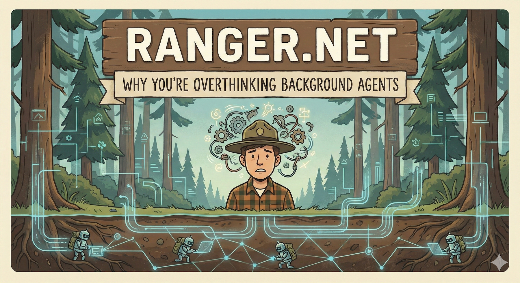 Diagram showing the architecture of Ranger's background agent infrastructure from Slack to deployed preview environments