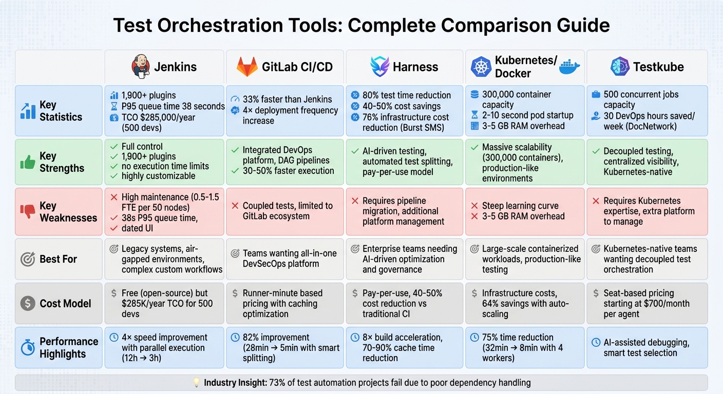 CI/CD Test Orchestration Tools Comparison: Jenkins vs GitLab vs Harness vs Kubernetes vs Testkube